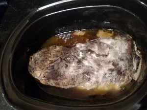 the Easy Tender Pulled Pork after cooking and before shredding