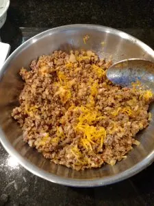 meat filling with cheese stirred in
