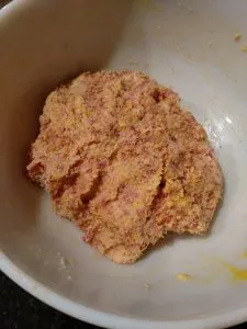 ingredients for Low Carb Gluten Free Sausage Balls mixed together