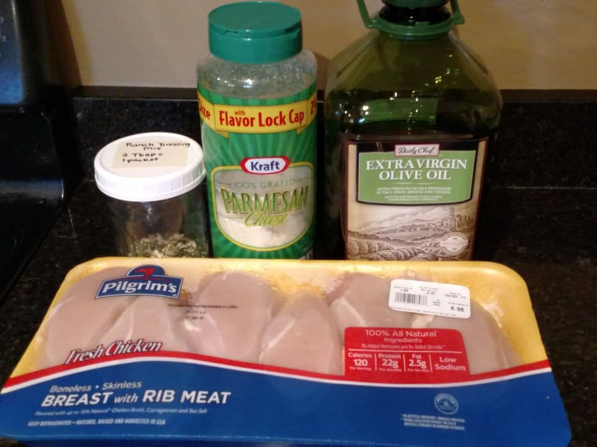 ingredients for Parmesan Ranch Chicken Freezer Meal