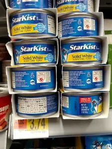 starkist canned tuna on store shelf