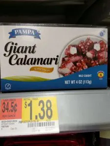 Pampa Giant Calamari label in store