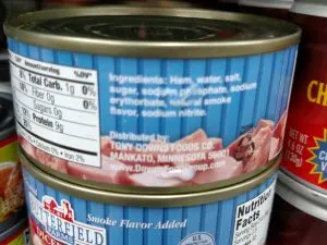 Can of diced ham label