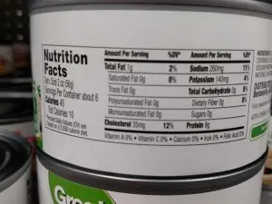 Great Value can of chicken label