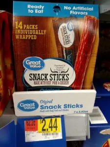 Great value beef sausage snacks in store
