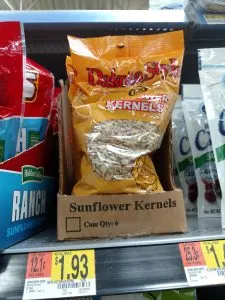 bag of sunflower kernels in store