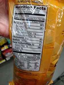 bag of sunflower kernels label
