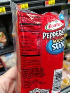 Hormel pepperoni stix label