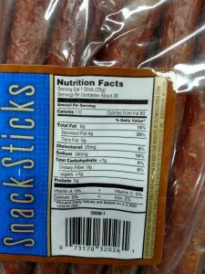 Great value beef sausage snacks label