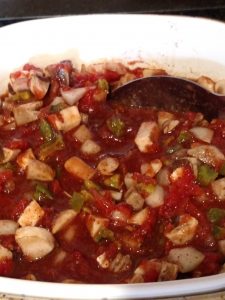 Low Carb Crock Pot Chili in crock pot before cooking