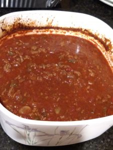 Low Carb Crock Pot Chili still in crock pot