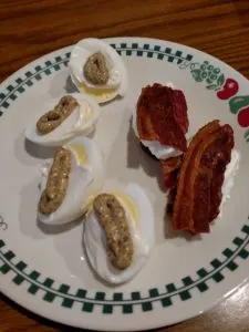 lazy deviled eggs and bacon with cream cheese