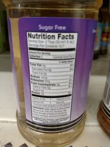 sugar free syrup label