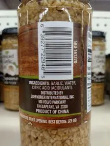 minced garlic label