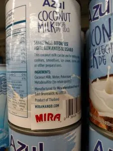 canned coconut milk label