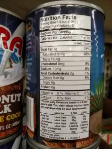 canned coconut milk label