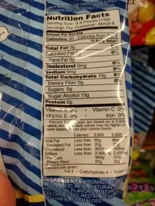 sugar free hard candy bag label
