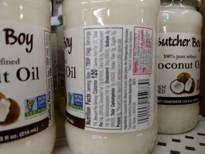 coconut oil label