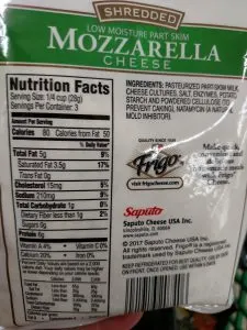 mozzarella cheese label