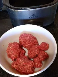 3 Ingredient Keto Crock Pot Meatball mixture in mixing bowl
