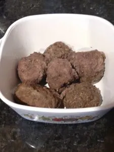 baking dish with meatballs in it.