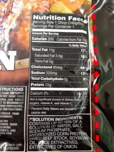 pork chop label