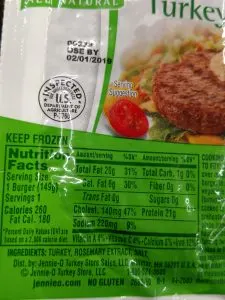turkey burger label
