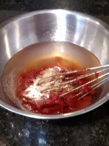ketchup ingredients in silver bowl ready to mix