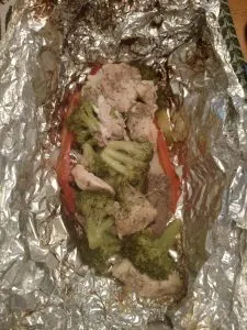 Keto Meat and Vegetable Foil Packets after cooking