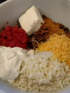 ingredients for Keto Cheesy Taco Beef Casserole