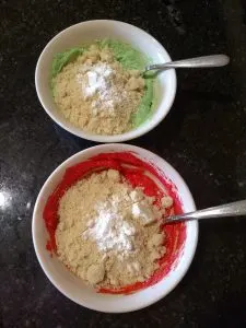 2 bowls with almond flour added to each.