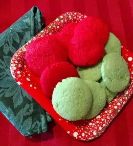 One Net Carb Soft Jello Holiday Cookies in red and green