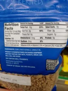Southern Grove Sunflower Kernels Roasted Unsalted label