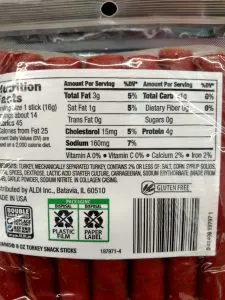 Simms Turkey Snack Sticks label