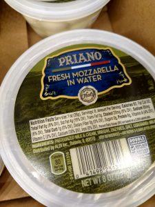 Priano Fresh Mozzarella in Water label