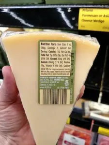 Priano Parmesan Cheese Wedge label