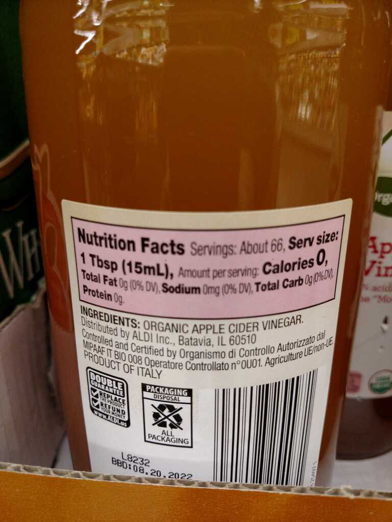 Simply Nature Apple Cider Vinegar label