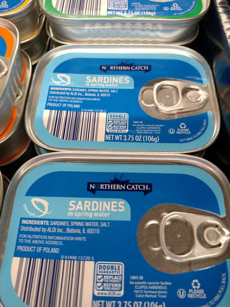 Northern Catch Sardines in Spring Water label