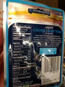 Northern Catch Chunk Light Tuna Original in Water foil pack label