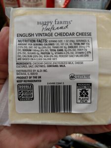 Happy Farms Preferred English Farmhouse Cheddar label