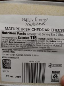 Happy Farms Preferred Irish Cheddar label