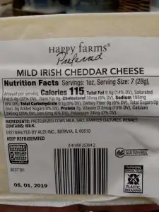 Happy Farms Preferred Irish Cheddar label