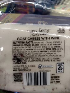 Specially Selected Goat cheese with wine label