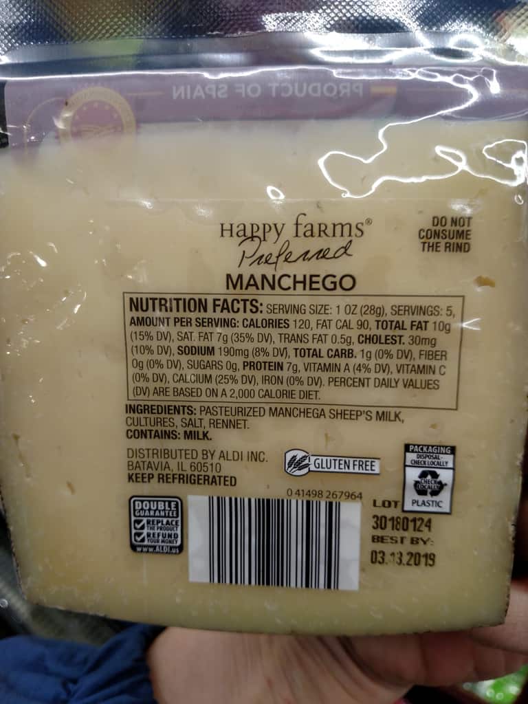 Specially Selected Manchego label