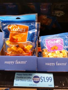 Happy Farms Mild Cheddar or Colby Jack Cheese Cubes 