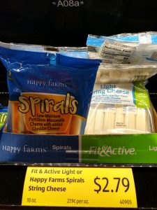Fit & Active Light or Happy Farms Spirals String Cheese or String Cheese