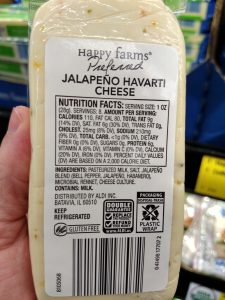 Happy Farms Preferred Jalapeno  Cheese label