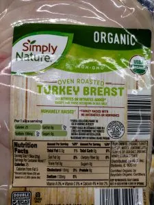 Simply Nature Organic Oven Roasted Turkey label