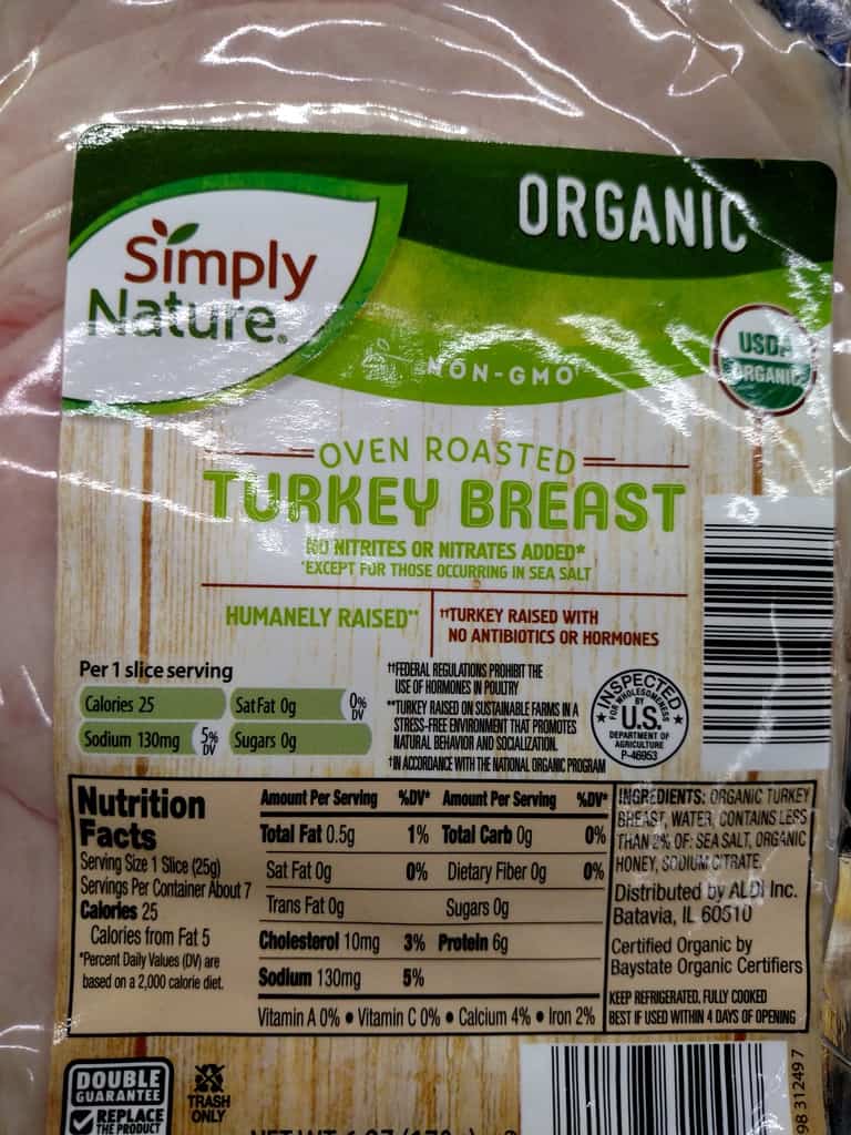 Simply Nature Organic Oven Roasted Turkey label