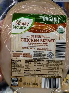Simply Nature Organic Oven Roasted chicken label